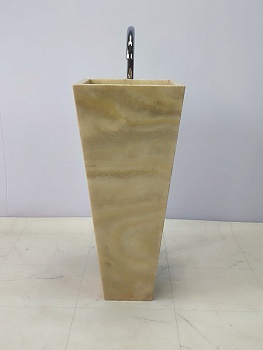 Раковина напольная из оникса Square Yellow ON-66242 40х40х90 из натурального камня