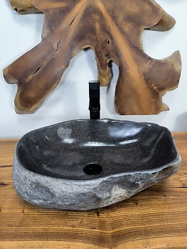 Раковина из речного камня RS-66685 52х37х15 из натурального камня