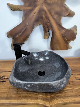Раковина из речного камня RS-66691 47х42х16 из натурального камня