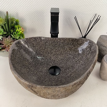 Раковина из речного камня RS-65590 45*33*15 из натурального камня