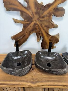 Раковина из речного камня ПАРА! RS-66349 40х36х14 из натурального камня