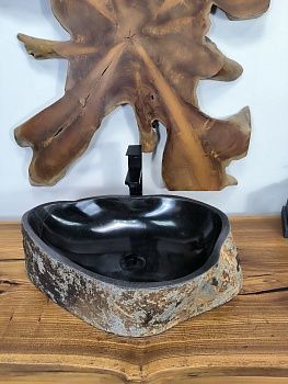 Раковина из речного камня RS-66699 56х40х15 из натурального камня