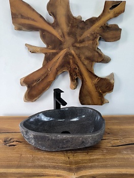 Раковина из речного камня RS-66587 55х35х15 из натурального камня