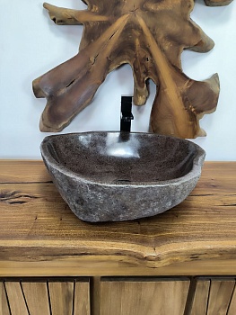 Раковина из речного камня RS-66539 53х47х15 из натурального камня