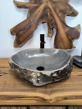 Раковина из речного камня RS-66331 50х42х15 из натурального камня