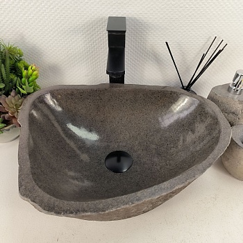 Раковина из речного камня RS-65596 46*35*15 из натурального камня