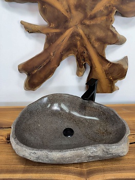 Раковина из речного камня RS-66552 62х46х15 из натурального камня