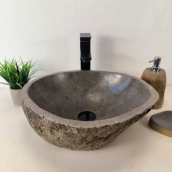 Раковина из речного камня RS-66019 45х38х15 из натурального камня