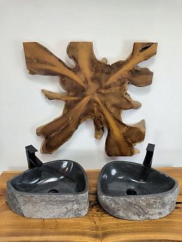 Раковина из речного камня ПАРА! RS-66554 47x32x15 натурального камня