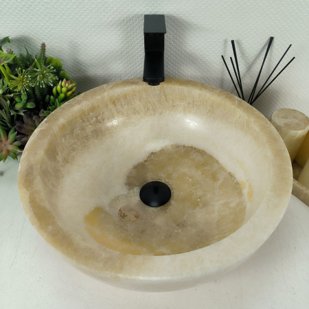 Каменная раковина из оникса Bowl Yellow BO-04543 (45*45*17) 0200 из натурального камня