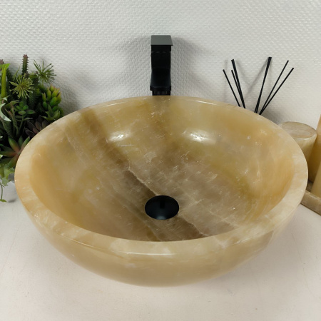 Каменная раковина из оникса Bowl Yellow BO-04542 (45*45*17) 0199 из натурального камня