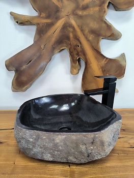 Раковина из речного камня RS-66542 44х38х15 из натурального камня