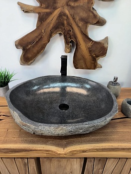 Раковина из речного камня RS-65839 64х48х15 из натурального камня