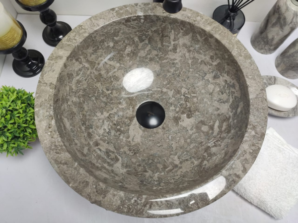 Раковина из мрамора Bowl Grey Marmo тепл Small BM-00282 (40*40*15см)