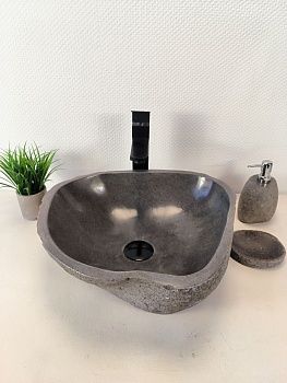 Раковина из речного камня RS-65965 42х38х15 из натурального камня