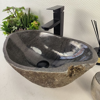 Раковина из речного камня RS-65490 49*31*15 из натурального камня