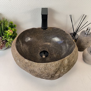 Раковина из речного камня RS-65374 43*37*20 из натурального камня