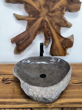 Раковина из речного камня RS-66550 57х56х15 из натурального камня