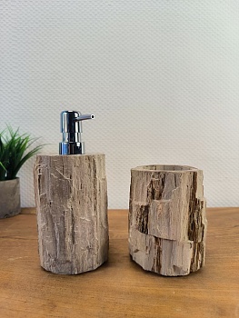 Набор из окаменелого дерева 2 предм NF-66135 дозатор,стакан,