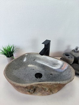 Раковина из речного камня RS-66189 53х37х15 из натурального камня
