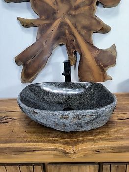 Раковина из речного камня RS-66697 51х44х15 из натурального камня