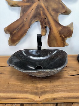 Раковина из речного камня RS-66274 51х36х15 из натурального камня