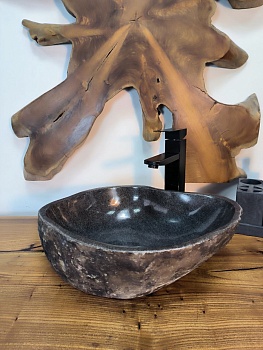 Раковина из речного камня RS-66749 42х34х14 из натурального камня