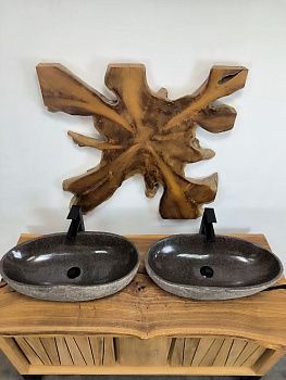 Раковина из речного камня ПАРА! RS-66524 63x31x15 натурального камня