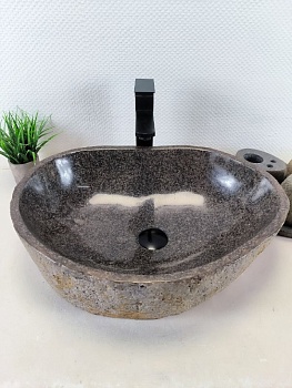 Раковина из речного камня RS-66235 54х40х15 из натурального камня
