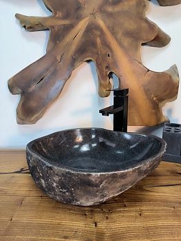 Раковина из речного камня RS-66749 42х34х14 из натурального камня