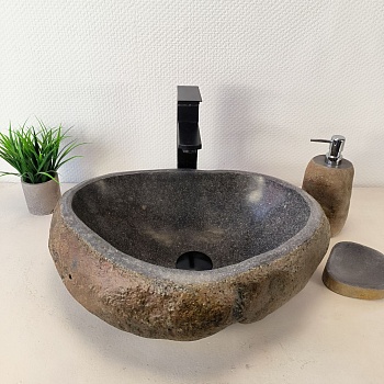 Раковина из речного камня RS-66020 48х37х15 из натурального камня