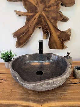 Раковина из речного камня RS-65798 53х45х15 из натурального камня