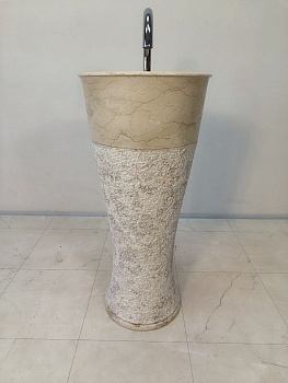 Раковина напольная из мрамора Pedestal Cream MN-65953 40х40х90 из натурального камня