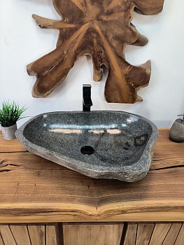 Раковина из речного камня RS-65826 63х46х15 из натурального камня