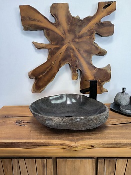 Раковина из речного камня RS-66427 54х44х15 из натурального камня