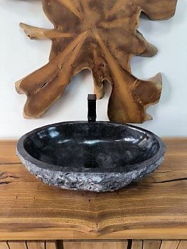 Раковина из мрамора Erozy Black EM-66594 62х41х16 из натурального камня