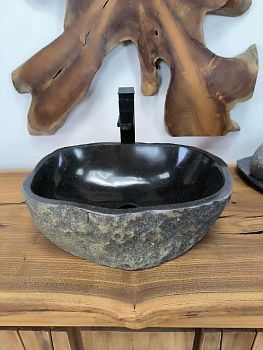 Раковина из речного камня RS-66282 45х35х15 из натурального камня