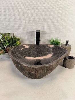 Раковина из речного камня RS-65620 55*40*15 из натурального камня