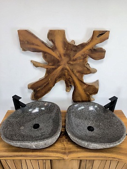 Раковина из речного камня ПАРА! RS-66545 55x52x15 натурального камня