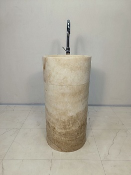 Раковина напольная из оникса Silinder Natural ON-65934 40х40х80 из натурального камня