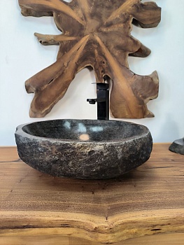 Раковина из речного камня RS-65885 42х40х15 из натурального камня