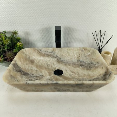 Каменная раковина из оникса Rectangle Big Grey EO-04613 (60*40*13) 0203 из натурального камня