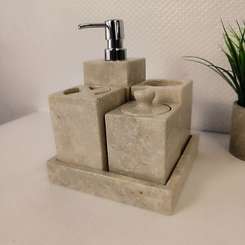 Набор из мрамора 7 предм Bhatroom Set Beige NM-65308 (17см*17см) квадрат 0896