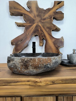 Раковина из речного камня RS-66327 56х47х15 из натурального камня