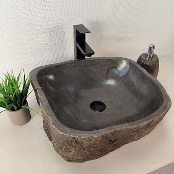 Раковина из речного камня RS-66089 46х43х15 из натурального камня