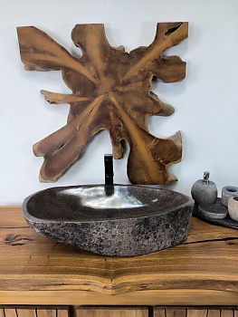 Раковина из речного камня RS-66492 71х38х16 из натурального камня