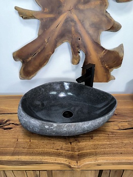 Раковина из речного камня RS-66709 54х42х16 из натурального камня