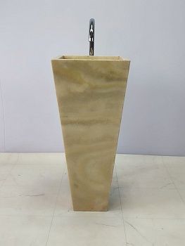 Раковина напольная из оникса Square Yellow ON-66242 40х40х90 из натурального камня