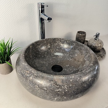 Раковина из мрамора Donut Grey DM-66091 45х45х15 из натурального камня
