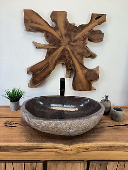 Раковина из речного камня RS-65818 60х44х15 из натурального камня